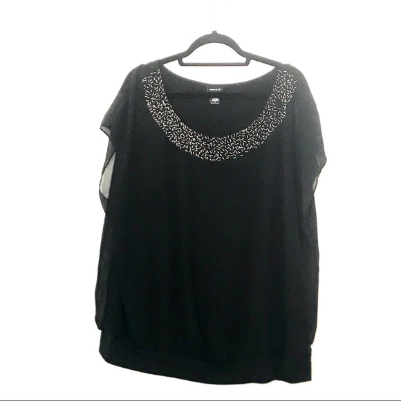 GORGEOUS BLACK CHIFFON EMBELLISHED TOP - Picture 6 of 16